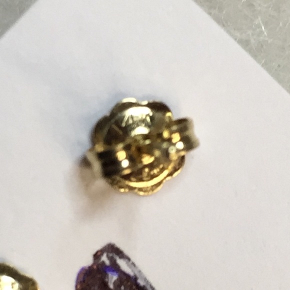 14KT Gold Aquamarine Solitaire Earrings - Picture 3 of 8